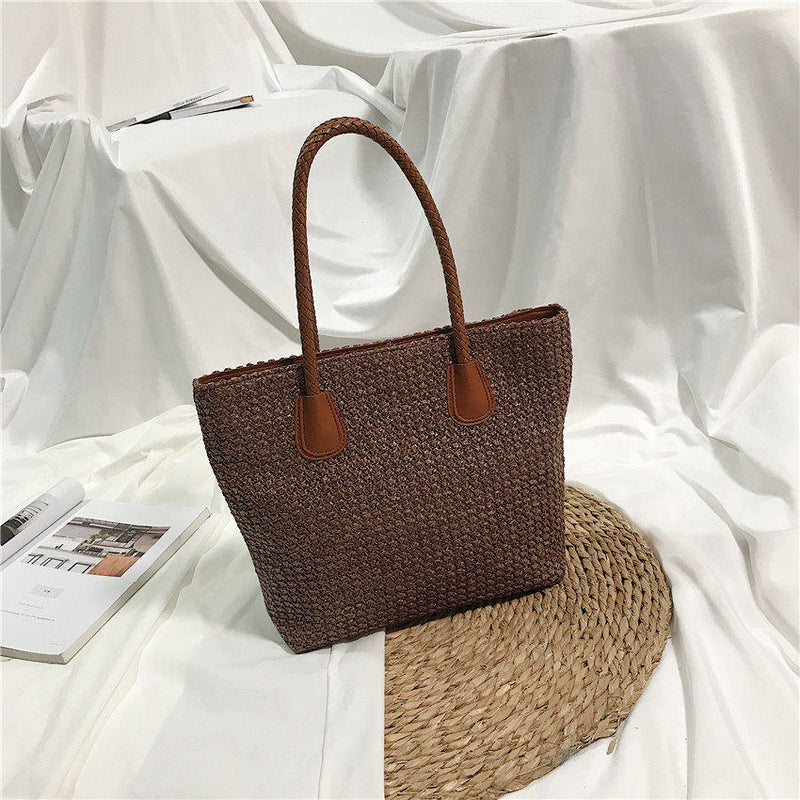 Mode Rattan gewebte Frauen Handtasche Sommer Strandtasche große Kapazität Einkaufstasche handgefertigte gestrickte Stroh Umhängetaschen für Frauen