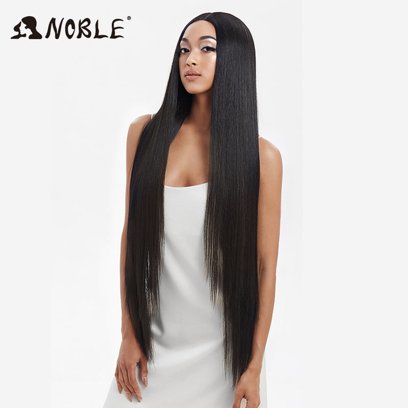 Pelucas de Cosplay Noble para mujeres negras, peluca de encaje sintético recto, peluca de encaje rubio degradado de 38 pulgadas, peluca de encaje sintético Rubio Cosplay