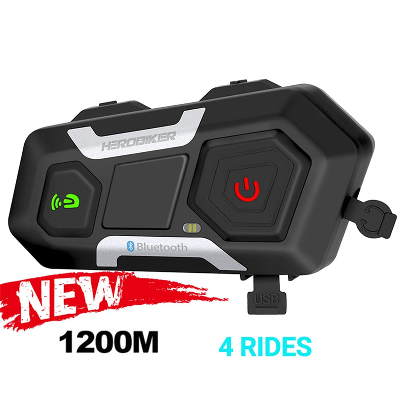 HEROBIKER Motorradhelm Intercom Wasserdichter Lautsprecher Interphone Moto Headset 1200M Drahtloses Bluetooth Helm Interphone