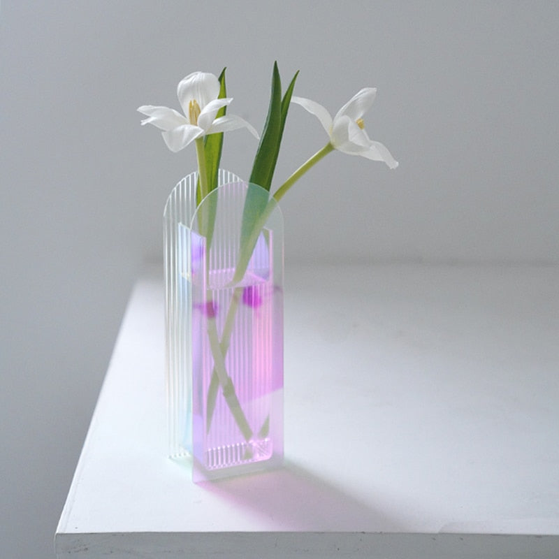 Acrylic Vase Dazzle Colorful Flower Vase Decoration Ornaments Small Vase Creativity Home Decoration