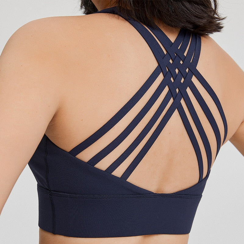 NWT Cross Tanks Yoga bra Women Tank Tops Fitness Shock Proof Quick Dry Backless Push Up Crop Bra Size XS-XL