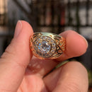 Kinel Große Breite Hochzeit Männer Ringe Mode Dubai Gelbgold Farbe Weiß Zirkonia Ringe Für Frauen Boho Retro Schmuck