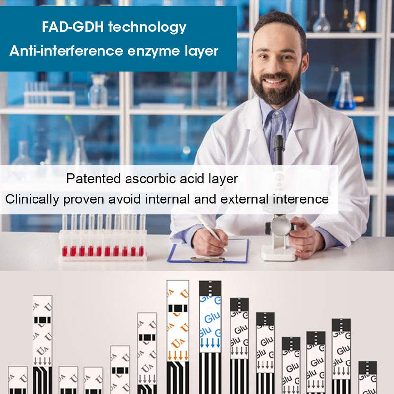 Sinocare Safe AQ UG mg/dL medidor de glucosa en sangre y ácido úrico y tiras de glucosa/úrico para diabéticos, medidor de glucosa para gota, paquete múltiple