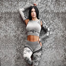 Camo Yoga-Set Damen Seamless Fitness Camouflage Gym Set High Waist Gym für Damen Leggings Atmungsaktiver Langarm-Yoga-Anzug