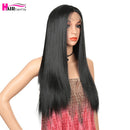 26" Long Straight Wig Synthetic Lace Wigs For Black Women Heat Resistant Nature Black Middle Part Hair Expo City