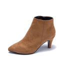 Stiefel Frauen Herbst Stiefeletten Sexy Flock High Heels 7CM Punkt Reißverschluss Leopard Halbkurz Winterstiefel Weibliche Erwachsene Schuhe