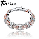 TOPGRILLZ nueva pulsera bizantina de 13mm de alta calidad Iced Out Micro Pave Cubic Zirconia Hip Hop joyería personalizada para regalo