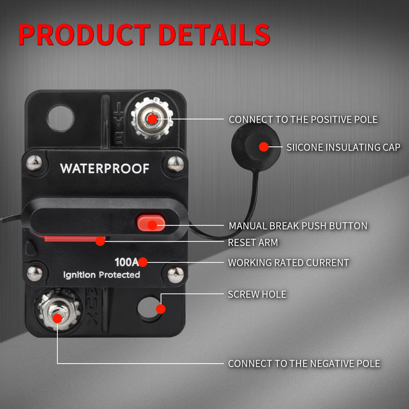 30A-300A Leistungsschalter 12V Trolling mit manueller Rückstellung Auto Boot Manueller Stromschutz für Audiosystem Sicherung Auto 48VDC wasserdicht