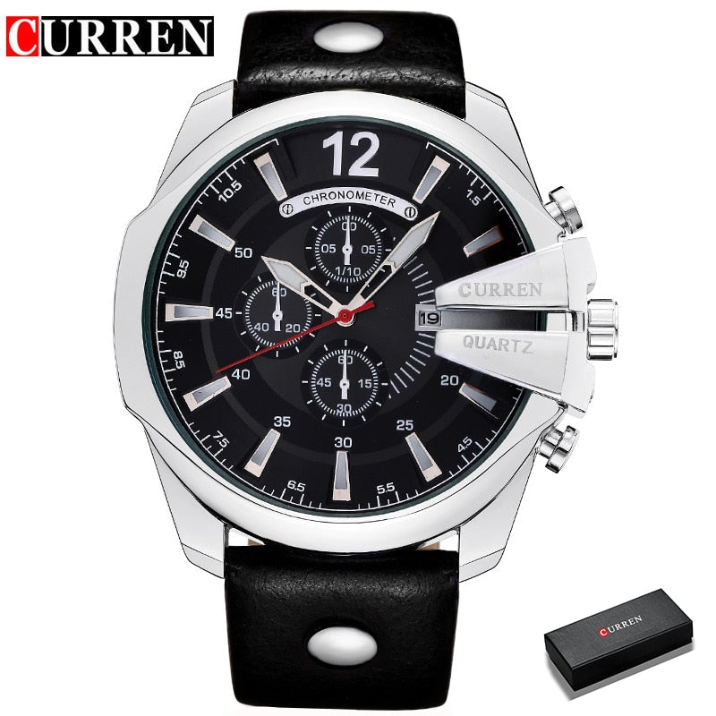 Men Luxury Brand CURREN New Fashion Casual Sports Watches Modern Design Quartz Wrist Watch Genuine Leather Strap Male Clock