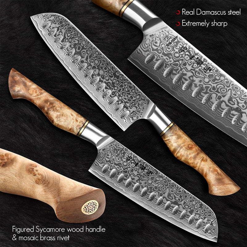 Juego de cuchillos de cocina HEZHEN, 1-7 piezas, cuchillos de acero de Damasco, cuchillo de Chef, accesorios de cocina, cuchillos de Chef profesionales, herramientas de cocina