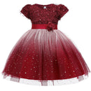 Pegeant Pailletten Backless Kinderkleider für Mädchen Hochzeitsfeier Prinzessin Kleider Baby Mädchen Erstkommunion Layered Tutu Kleider