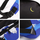 Mochila de madera con Luna para mujer, bolso de viaje negro y azul, mochila informal de lona con estampado de luna marina, mochilas escolares para chicas adolescentes