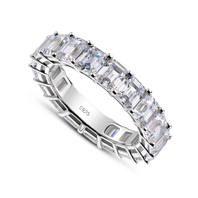 Diamond Jewelry 925 Silver Bridal Ring Emerald Cut Wedding Engagement For Women Gift