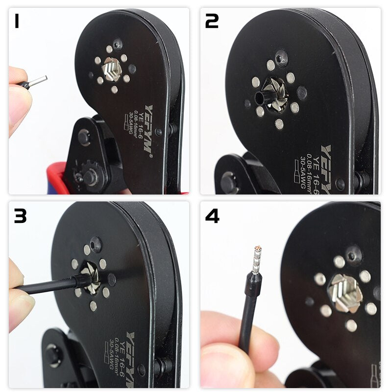 Ferrule Crimping Tool Tubular / Pin Terminal Professional Electrician Pliers Max(16mm ²/ 5AWG) Adjustable Ratchet Tools