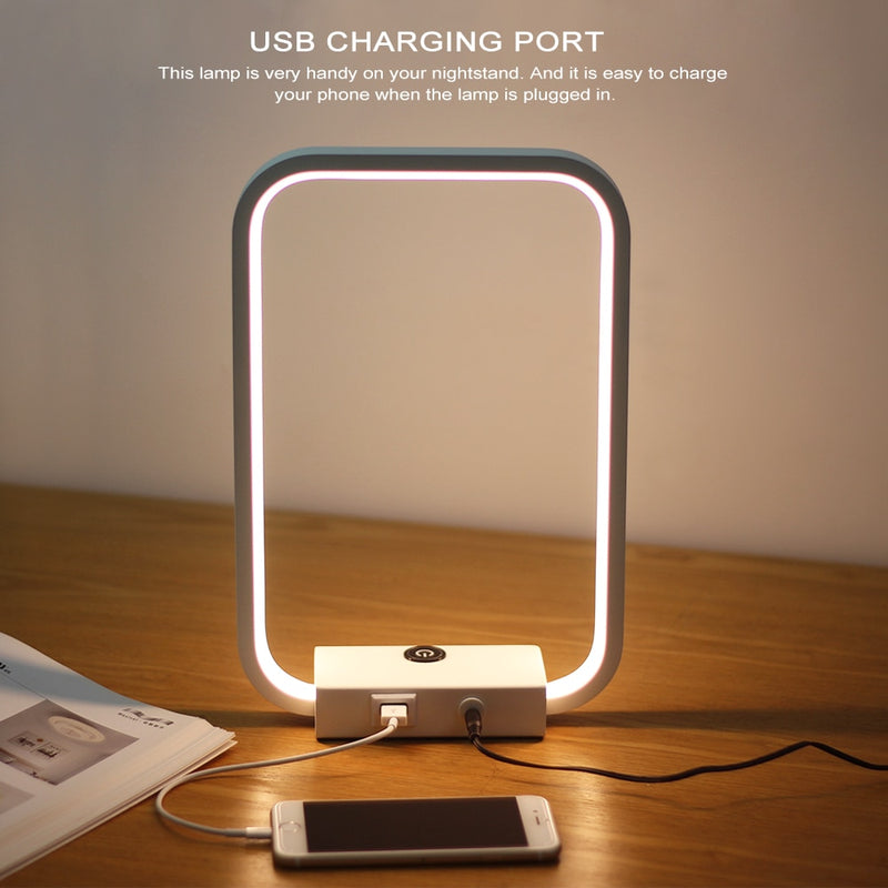 Lámpara de mesa LED moderna, lámpara de escritorio regulable táctil para decoración de dormitorio, lámpara de noche, lámparas de mesa, puerto de carga USB, luces nocturnas