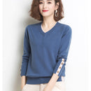 Shintimes V-Ausschnitt Knopf Frauen Pullover Langarm Slim 2022 Herbst Pullover Pullover Damenbekleidung Herbst Gestrickte Pull Femme