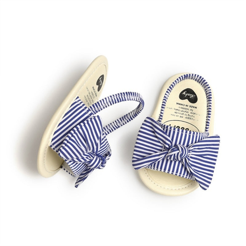Zapatos para niñas recién nacidas, zapatos de verano antideslizantes transpirables con lazo, sandalias para niños pequeños, zapatos de suela blanda para primeros pasos