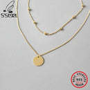 S'STEEL Halskette aus Sterlingsilber 925 für Damen, rund, Anhänger, Perlen, Kette, geschichtet, Choker, Colgantes Mujer Moda, edles Schmuckgeschenk