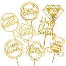 Happy Birthday Cake Topper Acryl Gold Silber Cake Flag Cupcake Topper für Jungen Mädchen Geburtstagsfeier Dekorationen Hochzeit Zubehör