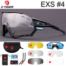 X-TIGER Photochrome Fahrradbrille 5 Linsen UV400 Mountainbike Brille Herren Outdoor Sport Fahrradbrille mit Myopie Rahmen