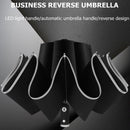 LED Automatic Umbrella With Reflective Stripe Reverse Led Light Umbrella Non-automatic Folding Inverted Russian Warehouse