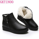 GKTINOO 2022 Damen Schneestiefel Winter Flache Absätze Stiefeletten Damen Warme Plateauschuhe Leder Dicker Pelz Booties