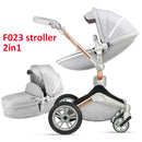 Hot Mom Kinderwagen 3 in 1 Reisesystem mit Stubenwagen und Autositz, Kinderwagen mit 360° Rotationsfunktion, Luxuriöser Kinderwagen F023