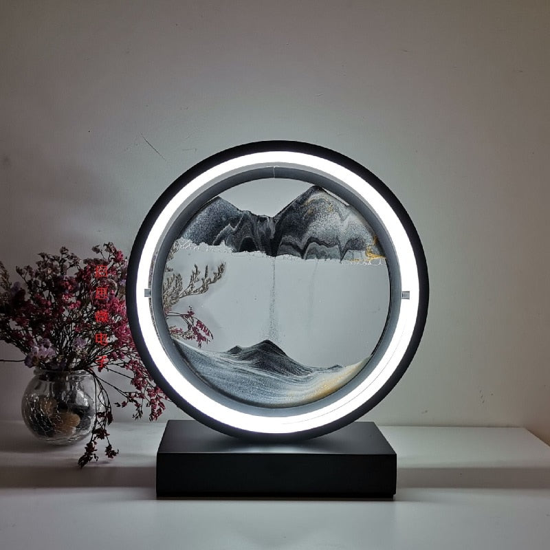 Creative Retro Hourglass table lamp Craft quicksand 3D Natural Landscape Flowing Sand Picture Moving Hourglass Night Lamp Home