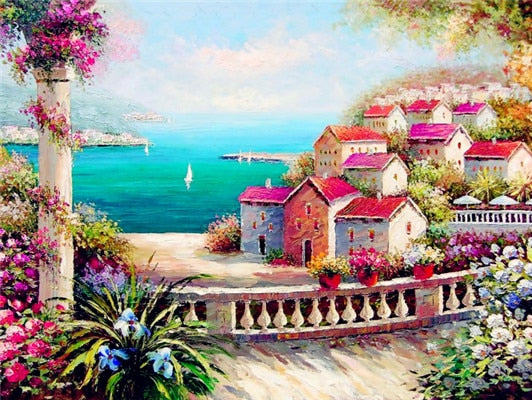 5D DIY Diamond Painting Full Square Landscape Cross stitch Kit Diamond Embroidery Flower Sea Mosaic Picture Of Rhinestones Decor