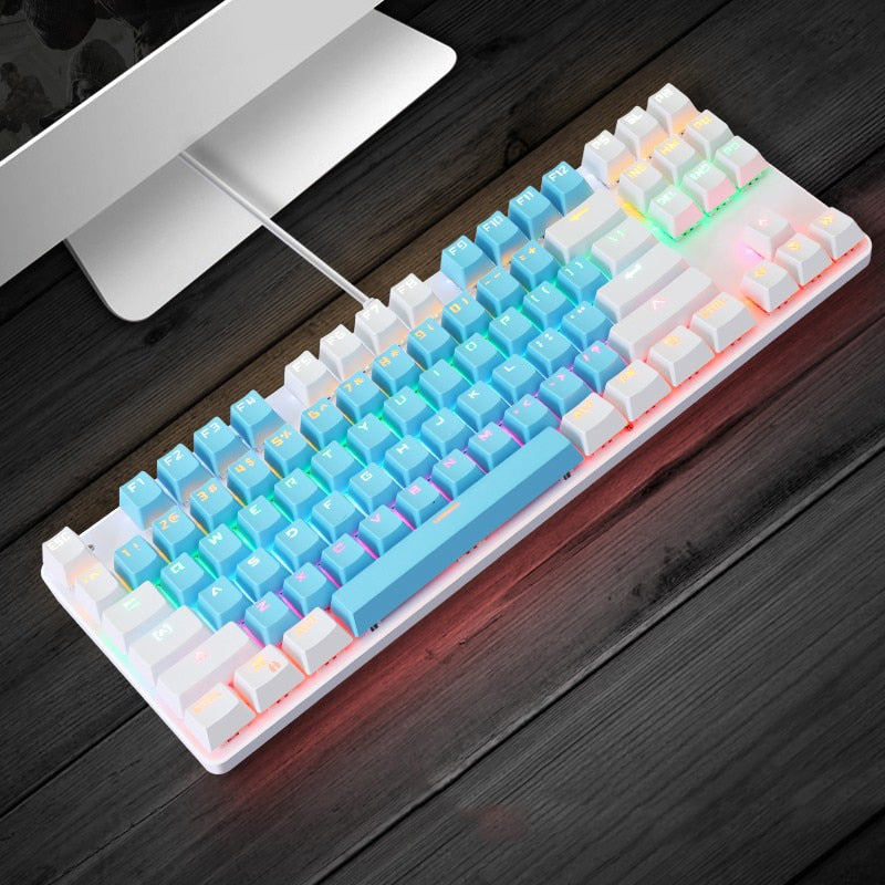 Gaming Mechanische Tastatur 87 Tasten Spiel Anti-Ghosting Blue Switch Color Backlit Wired Keyboard Für Pro Gamer Laptop PC