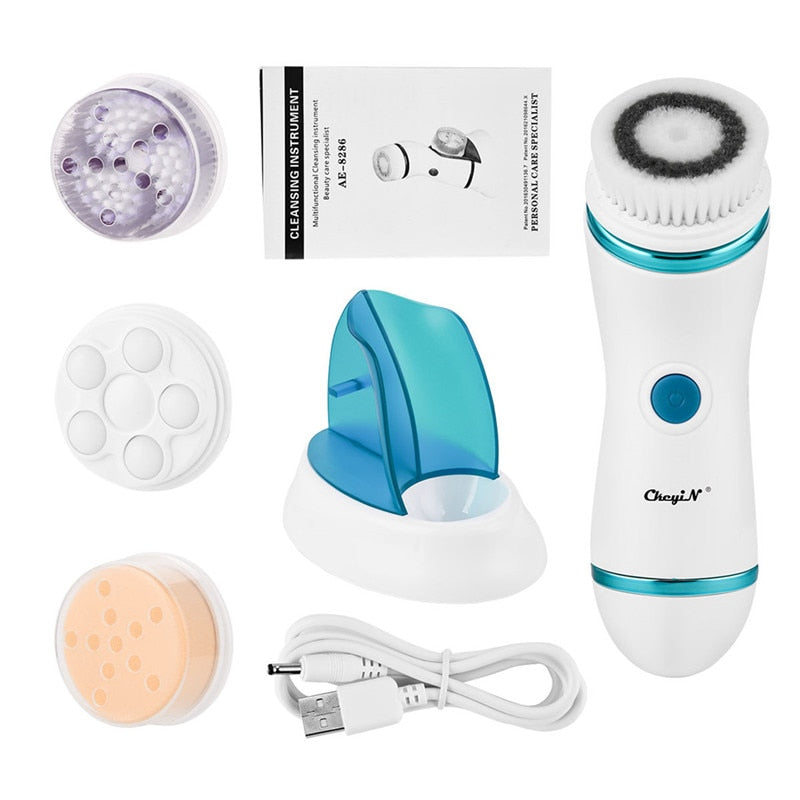 CkeyiN 4 in 1 Electric Facial Cleansing Brush Skin Scrubber Deep Face Cleaning Peeling Machine Pore Cleaner Roller Massager 46