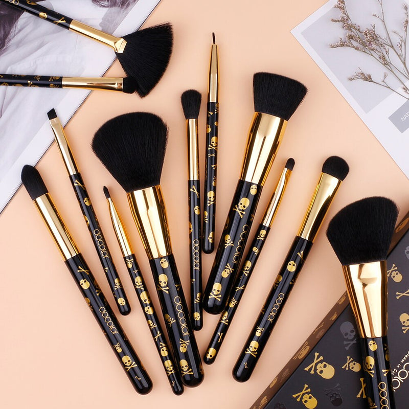 Docolor Goth Makeup Brush Set 12Pcs Professional Makeup Brushes Face Powder Foundation Blending Blush Eye Shadow Make Up Brushes