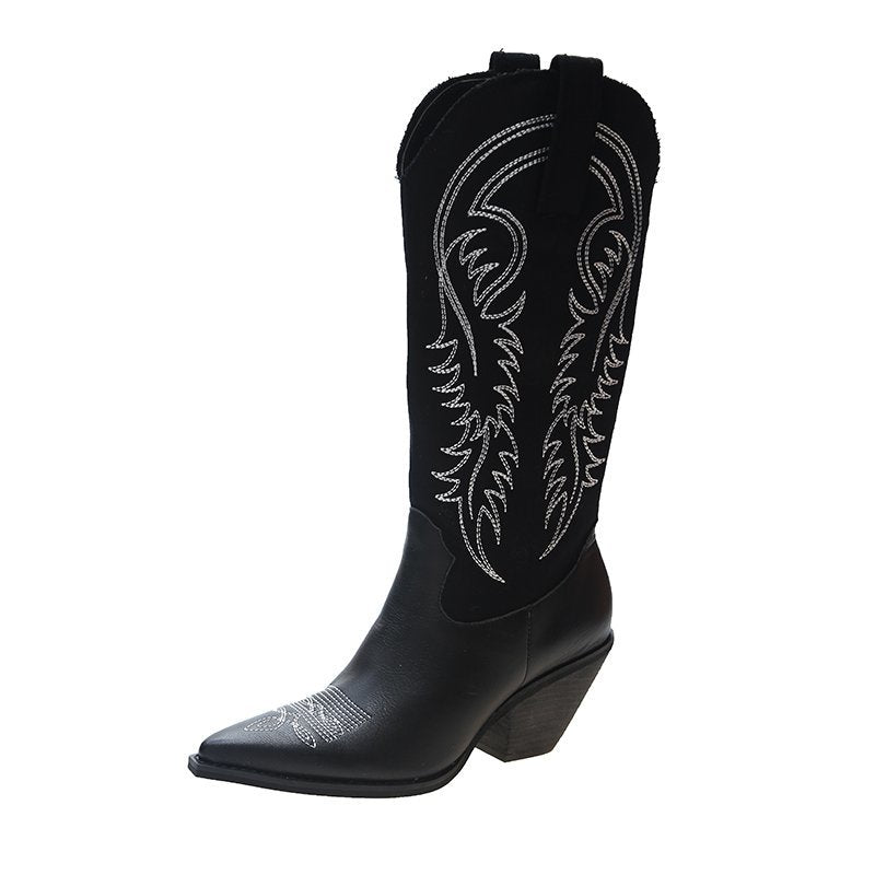 Women Cowboy Boots Pointed Toe Women&