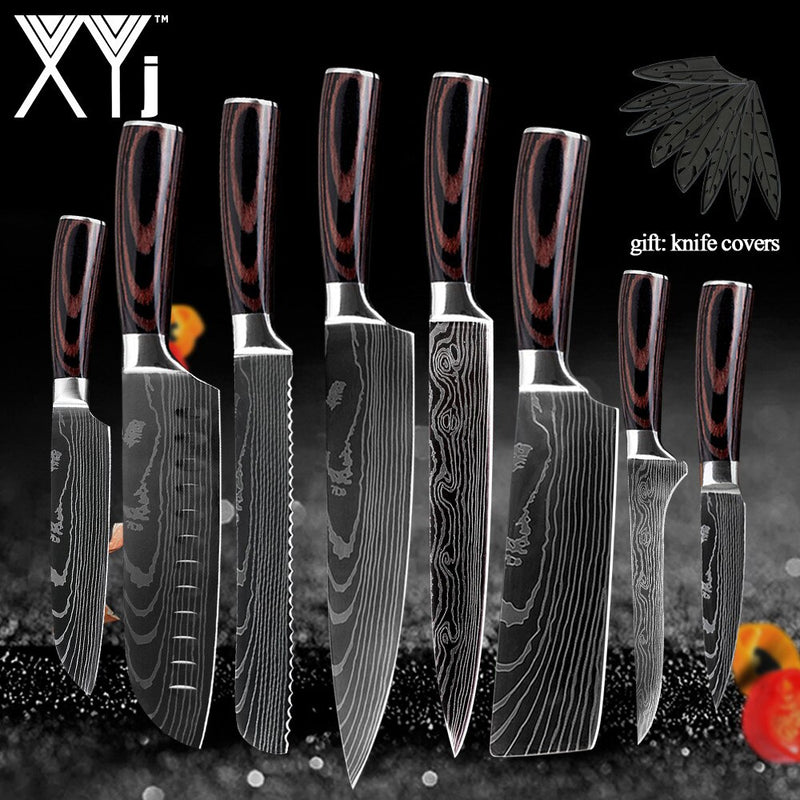 Kitchen Knife Set Stainless Steel Knife Holder Gift Knife Cover Santoku Utility Cleaver Bread Paring Nakiri Knives Cutter Tools