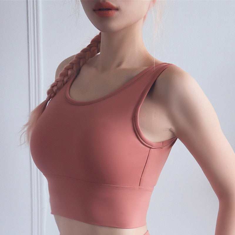 Women All-wrapped vest sport Breathable Mesh Shockproof Padded Athletic Gym Running Seamless Fitness Yoga Vest Sport Bra Tops