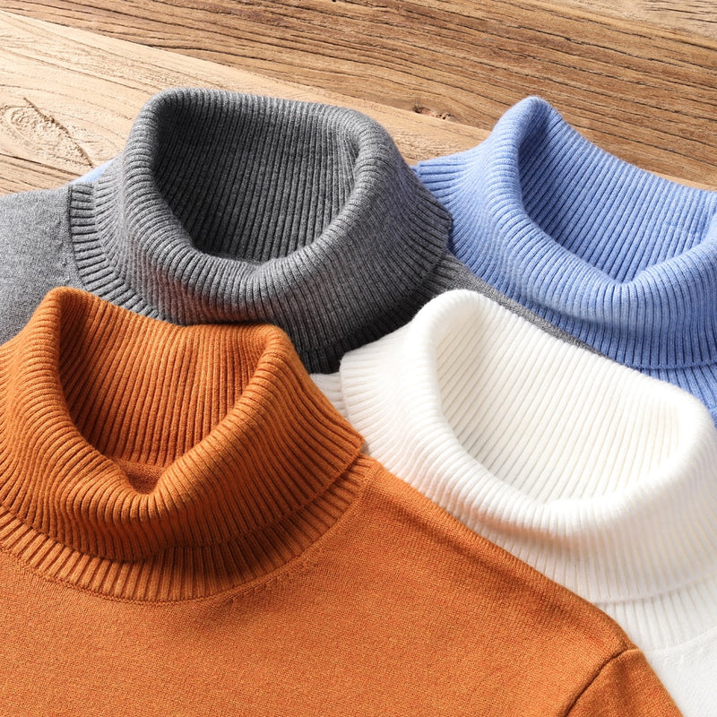 2022 nuevo Otoño Invierno suéter cálido de cuello alto para hombres de alta calidad de moda Casual cómodo suéter grueso marca masculina