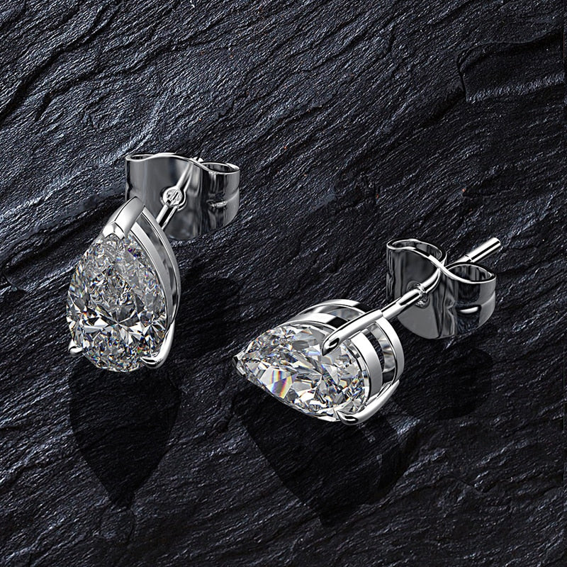 OEVAS Classic 100% Plata de Ley 925 pera creada moissanita piedras preciosas pendientes de oro blanco joyería fina al por mayor