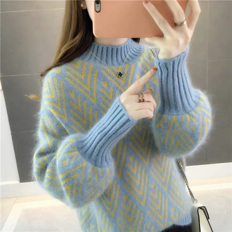 Herbst Winter Strickpullover Frauen 2020 neue Koreanische Mode Lose Faule Kurze Laterne Ärmel Pullover Pullover Weibliche Tops