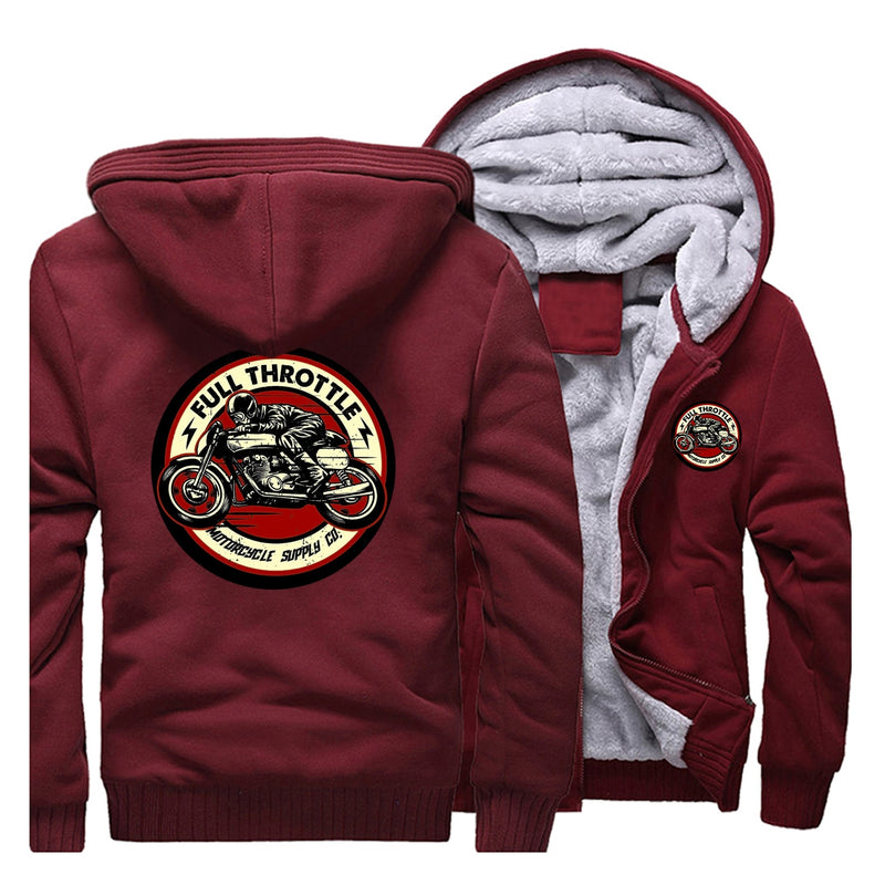 2022 invierno hombres sudadera gruesa Full Throttle Cafe Racer Rockabilly Biker chaqueta con cremallera polar cálido hombres espesar sudaderas con capucha