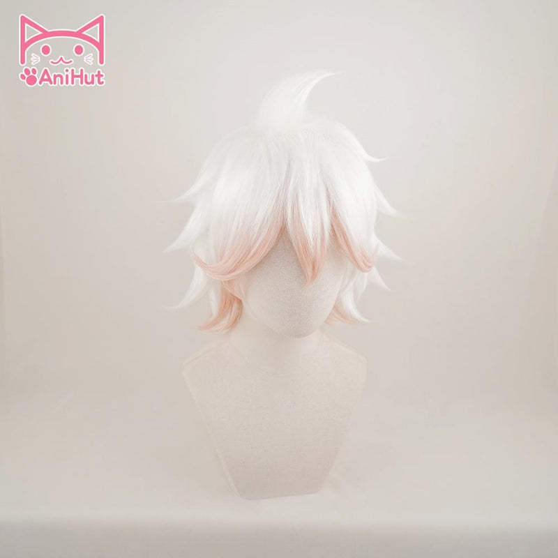 【AniHut】Komaeda Nagito peluca Danganronpa Cosplay peluca Anime Cosplay pelo sintético resistente al calor Komaeda Nagito Cosplay