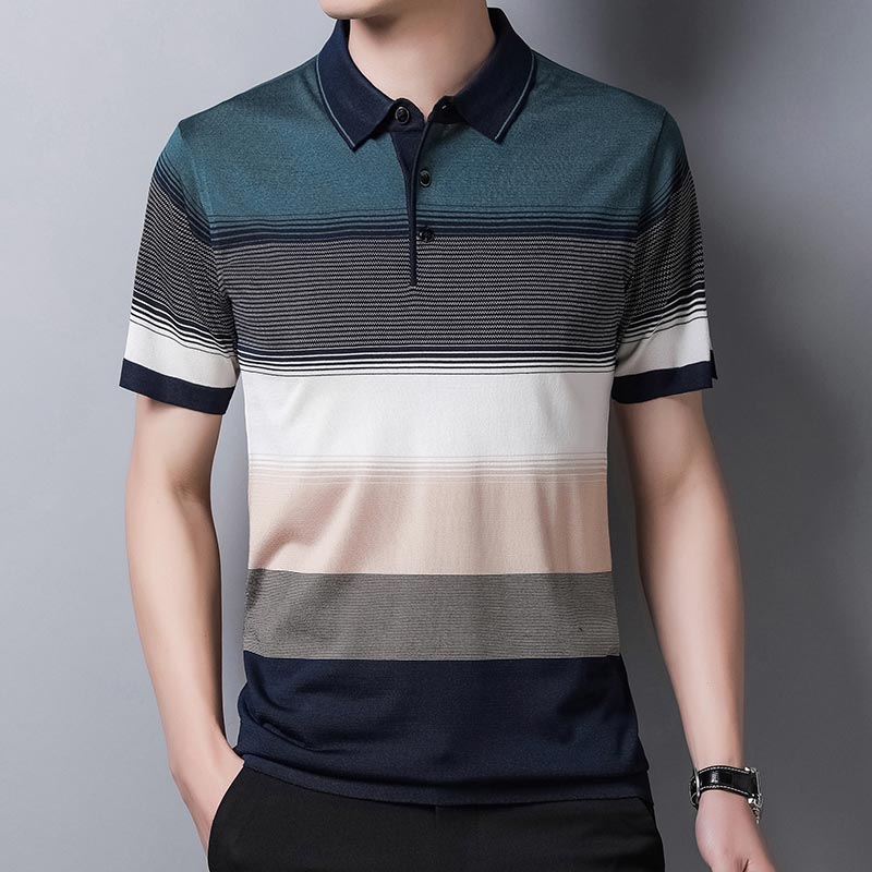 Camiseta Polo de manga corta de marca 2022 para hombre, ropa informal de verano a rayas para hombre, polos, camisas de moda para hombre, Polo ajustado 721