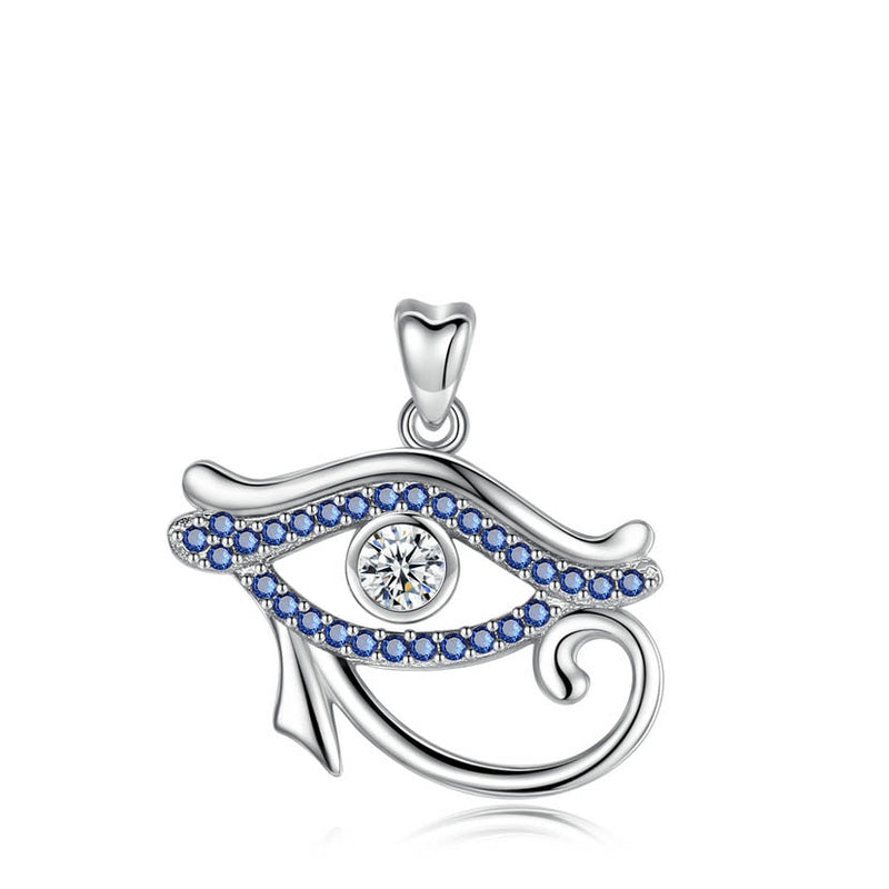 EUDORA 925 Sterling Silver Blue crystal Ancient Egypt Eye Of Horus pendant Necklace Luck Eye Fine Jewelry Birthday Gift D341