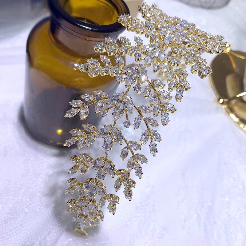 ASNORA Wedding 3A Cubic Zirconia Soft Headband Green Hair Accessories High Quality CZ Bridal Tiara Crown Jewelry For Women