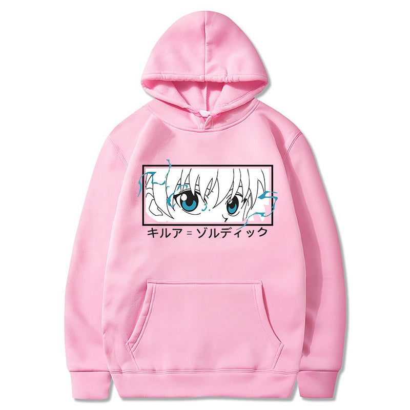 Hunter X Hunter Jerseys Sudaderas con capucha Sudaderas Killua Zoldyck Eye Print Anime Sudadera con capucha Streetwear Tops