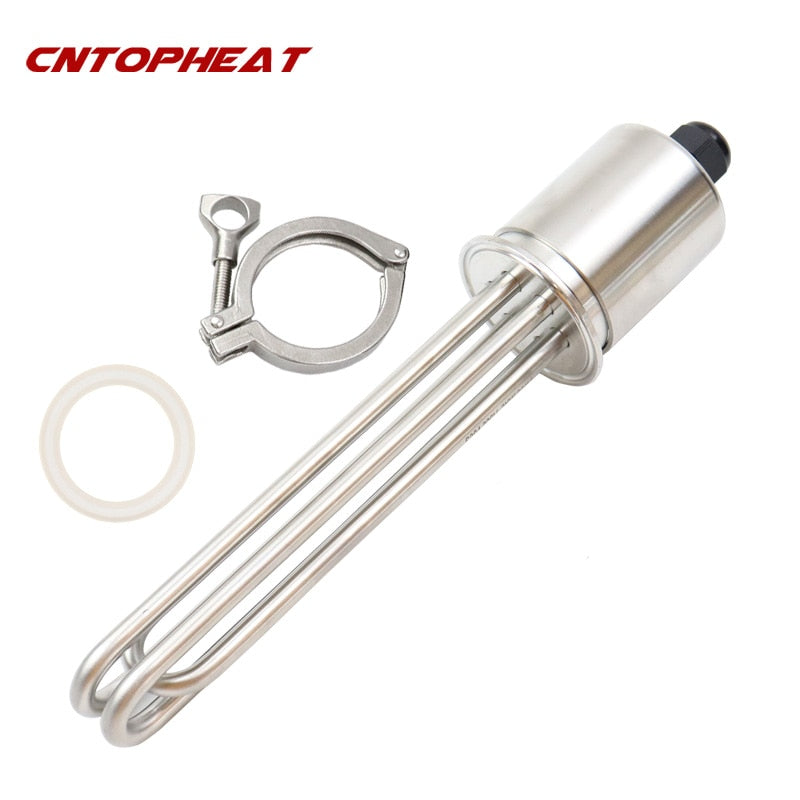 220V/380V 9KW Stainless Steel Water Heating Element 2&quot; Tri Clamp(OD64mm) Electric Immersion Heater