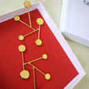 Messing mit 18 Karat Gold Kristall Geo Balance Statement Ohrringe Frauen Schmuck Punk Party Sweety Kleid Runway Boho Korean Japan