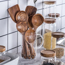 Thailand Teak Naturholz Geschirr Löffel Pfannenwender Lang Reissieb Suppenlöffel Kochlöffel Scoop Küchenwerkzeug Set