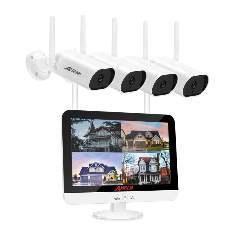 ANRAN Video Surveillance Kit 3MP Audio Record CCTV System Wireless Surveillance Camera System 13-inch Monitor NVR Waterproof