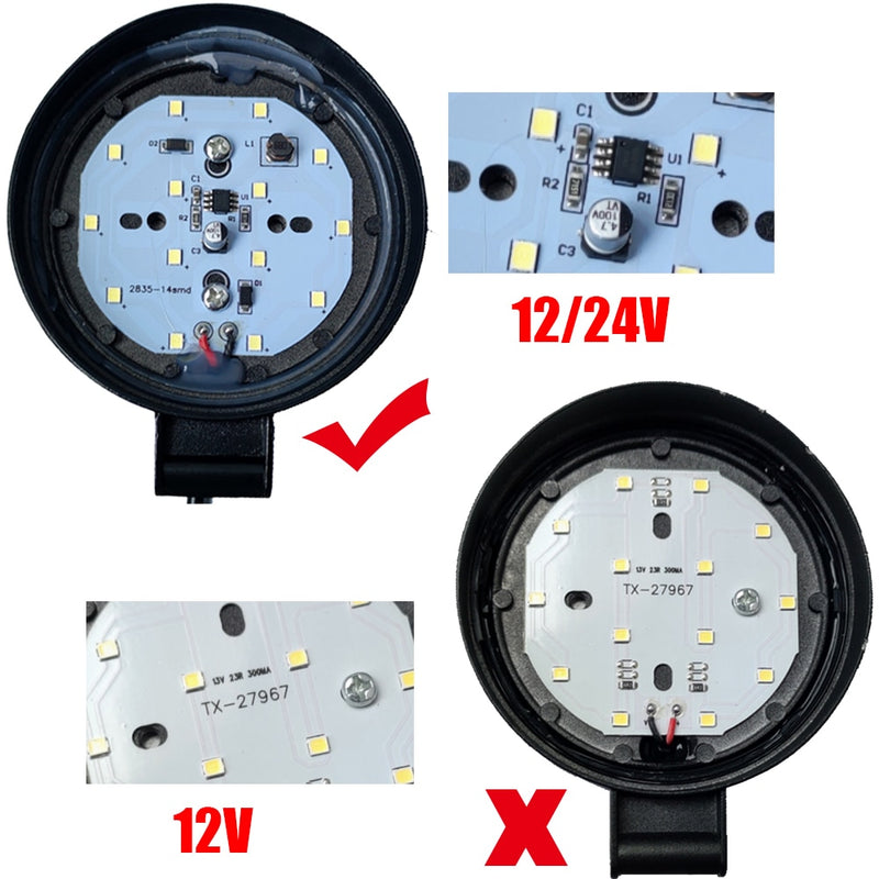 Mini Led Arbeitslicht Runder Scheinwerfer 42W Auto Arbeitsscheinwerfer Offroad Nebelscheinwerfer Lampe Nacht 12/24V LED Lichtleiste Fahrlicht