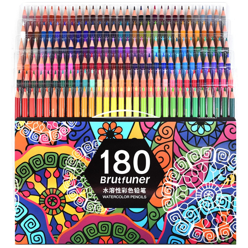 Brutfuner, lápices de colores al óleo profesionales multicolores de 180 colores, lápiz de acuarela suave de madera para dibujar en la escuela, suministros de arte para bocetos